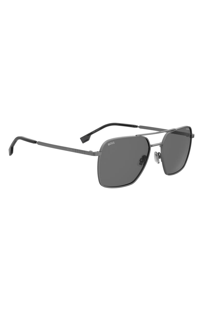 BOSS 57mm Aviator Sunglasses, Alternate, color, Matte Dark Ruthenium