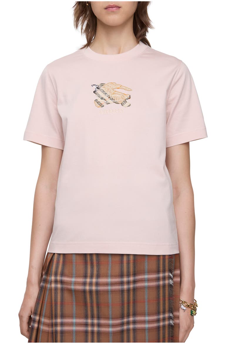 Knight Check Cotton T-shirt, Main, color, Bouquet pink