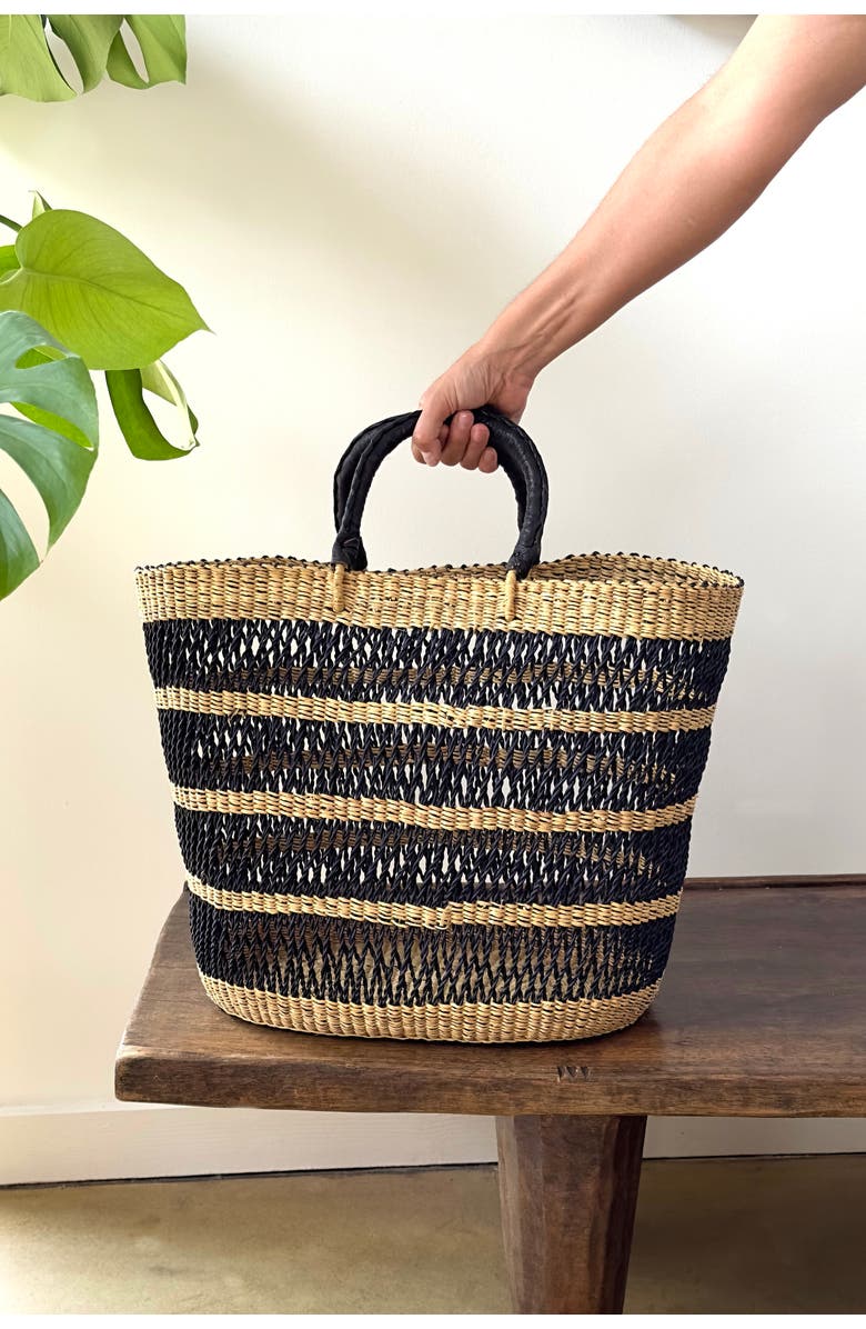 Mbare String Basket Tote, Alternate, color, Natural W/ Black