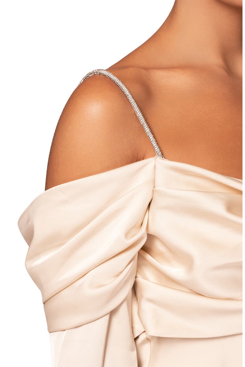 One & Only Long Sleeve Satin Cocktail Dress, Alternate, color, BEIGE