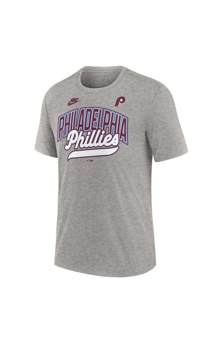 Nike Men's Nike Heather Gray Philadelphia Phillies Cooperstown Collection Retro Tri-Blend T-Shirt, Alternate, color, Heather Gray