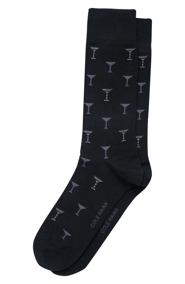 Cole Haan Martini Glass Dress Socks, Main, color, Black
