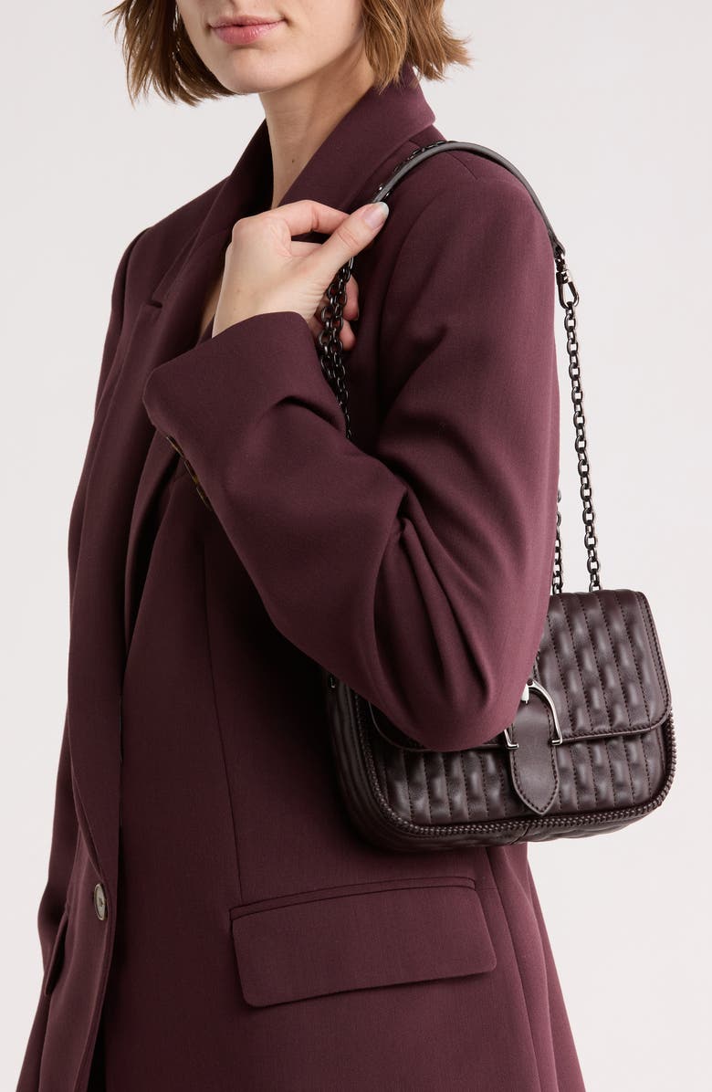 Longchamp Extra Small Quilted Leather Crossbody Bag, Alternate, color, Eggplant