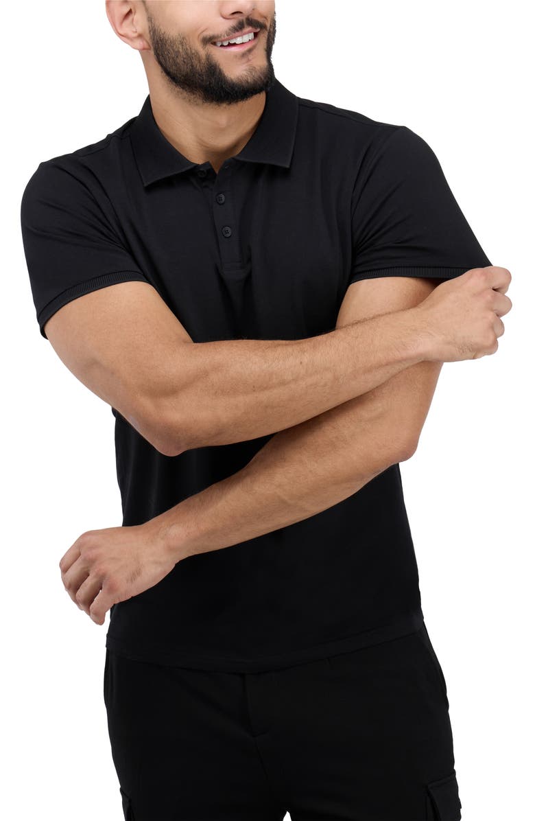 XRAY Stretch Cotton Rib Polo, Alternate, color, Black
