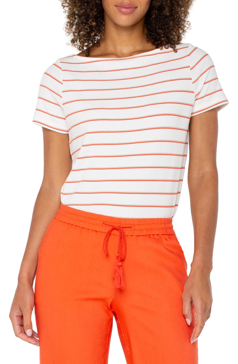 Liverpool Los Angeles Stripe Boatneck T-Shirt, Main, color, 