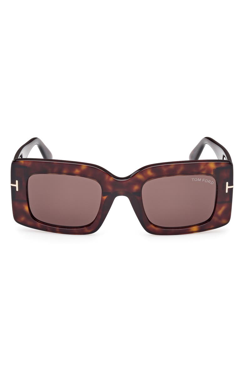 TOM FORD Brigitta 50mm Rectangular Sunglasses, Main, color, Dark Havana / Brown