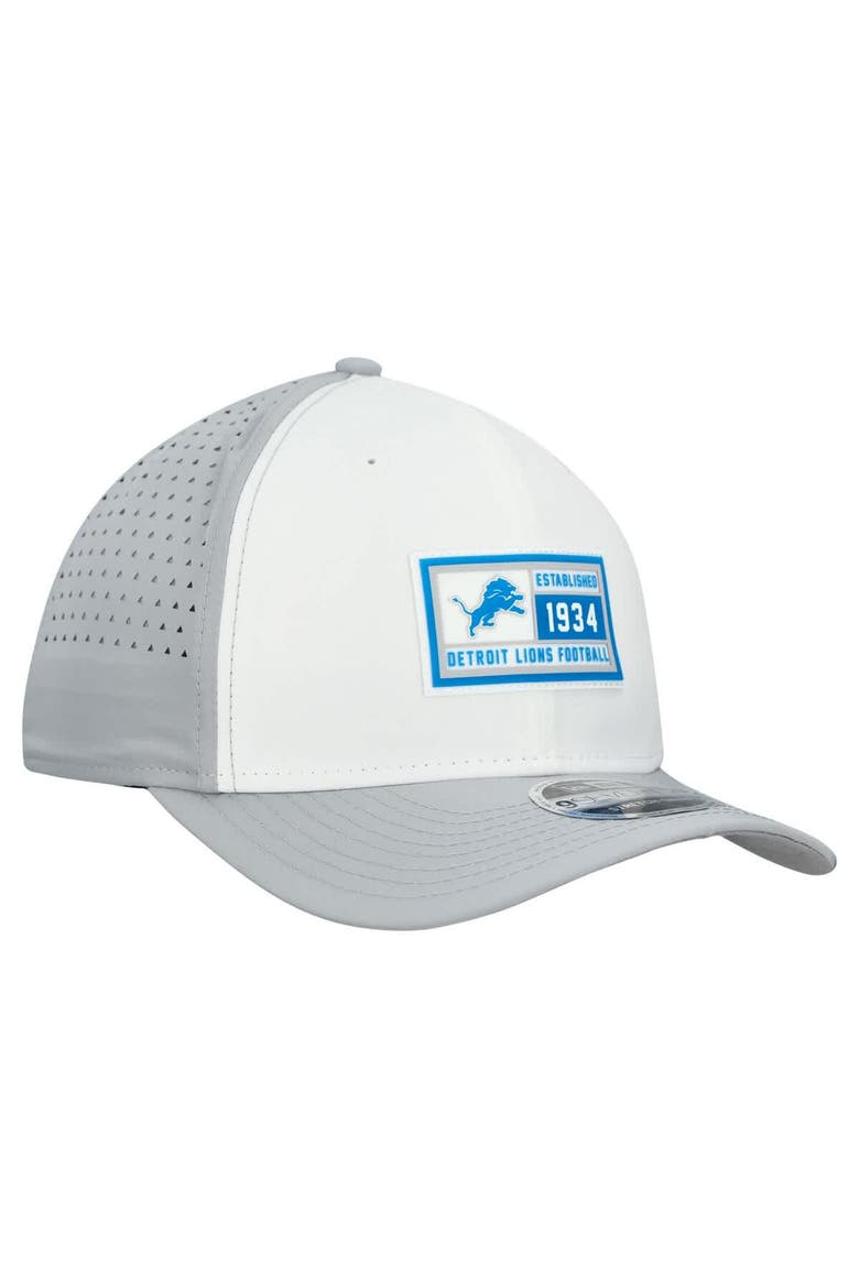 Men's New Era  White/Silver Detroit Lions Established Patch 9SEVENTY Adjustable Hat, Alternate, color, White
