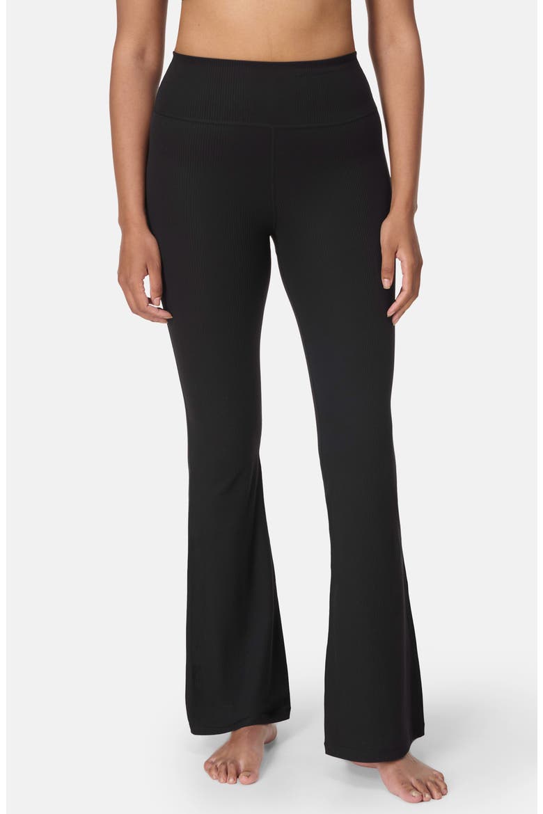 Glow Flex Rib Flare Pants, Main, color, BLACK