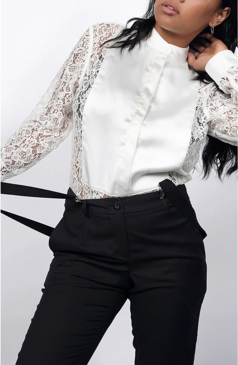 WILDFANG The Empower Lace Long Sleeve Tuxedo Button Up, Main, color, 