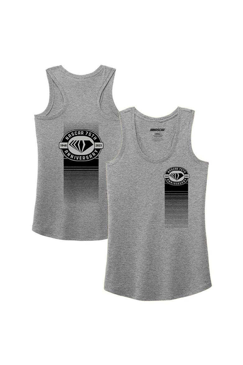 Women's E2 Apparel Heather Gray NASCAR 75th Anniversary Racerback Tank Top, Main, color, Heather Gray