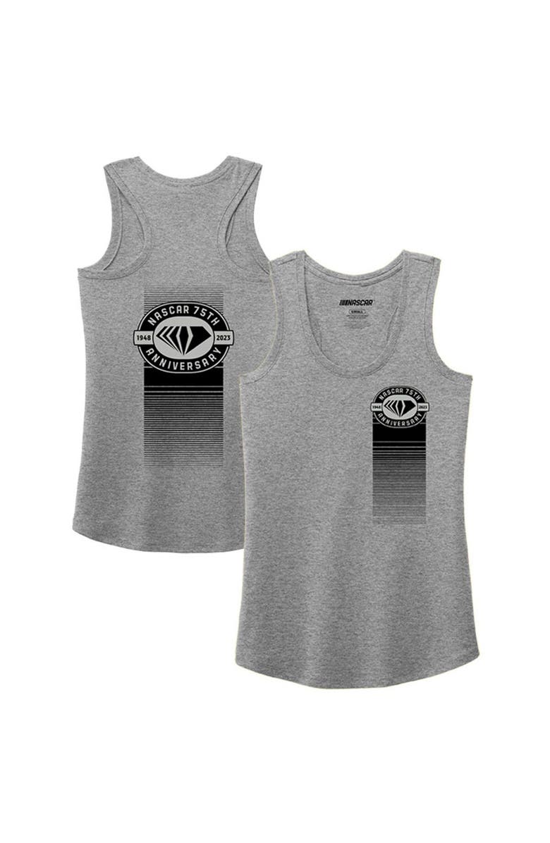 E2 APPAREL Women's E2 Apparel Heather Gray NASCAR 75th Anniversary Racerback Tank Top, Main, color,