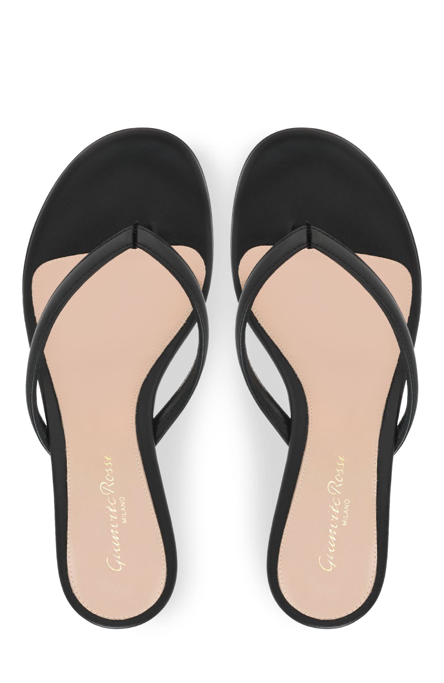 Gianvito Rossi Calypso Thong, Alternate, color, Black Lamb Leather