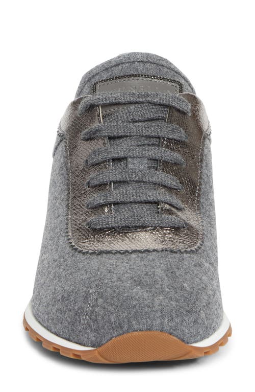 Brunello Cucinelli Mixed Media Runner Sneaker In Gray