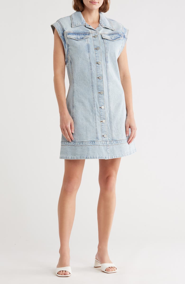 Habitual Sleeveless Denim Shirtdress, Main, color, Atlantic