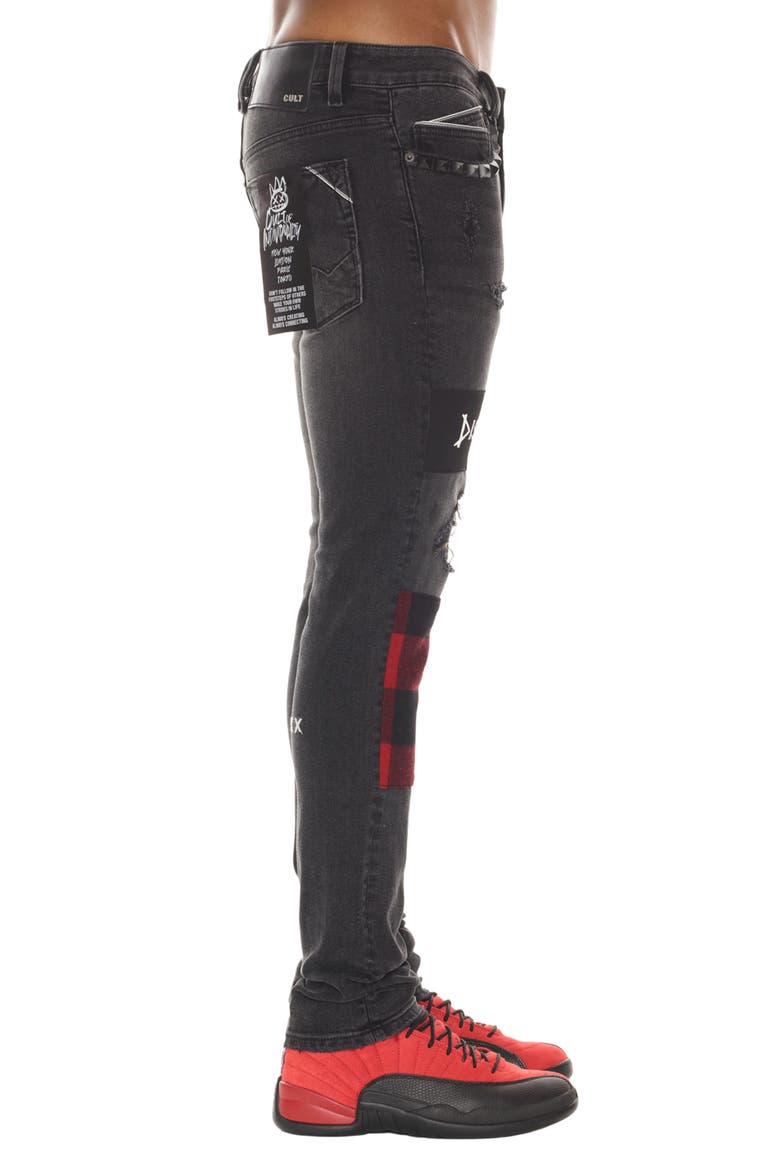 Punk Rip & Repair Super Skinny Jeans, Alternate, color, PLAID