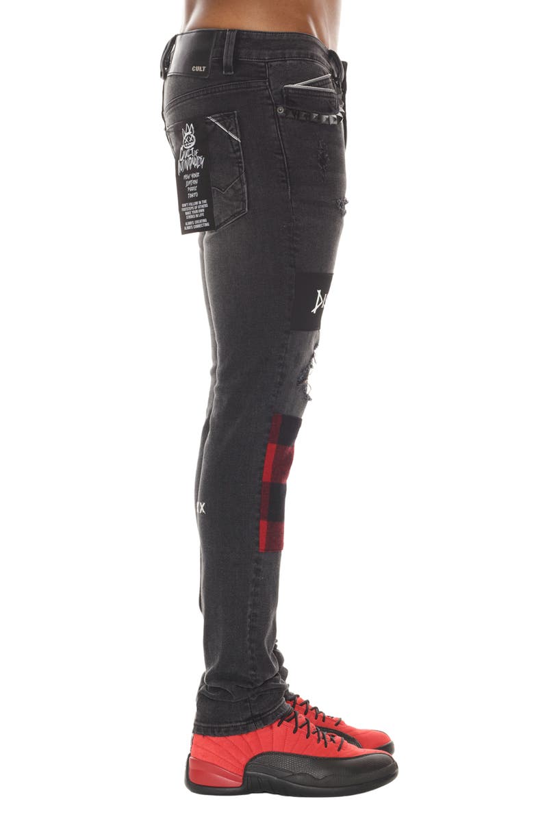 Cult of Individuality Punk Rip & Repair Super Skinny Jeans, Alternate, color, Plaid