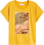 CITY BLUES Cuffed Stretch Cotton Graphic T-Shirt