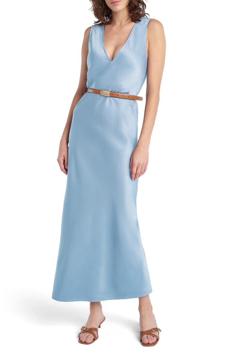 Favorite Daughter The Favorite Satin Column Dress, Main, color, Sea Blue