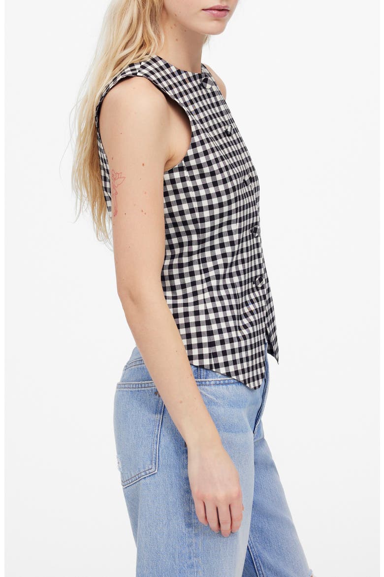 Single Breasted Scoop Neck Vest, Alternate, color, TRUE BLACK