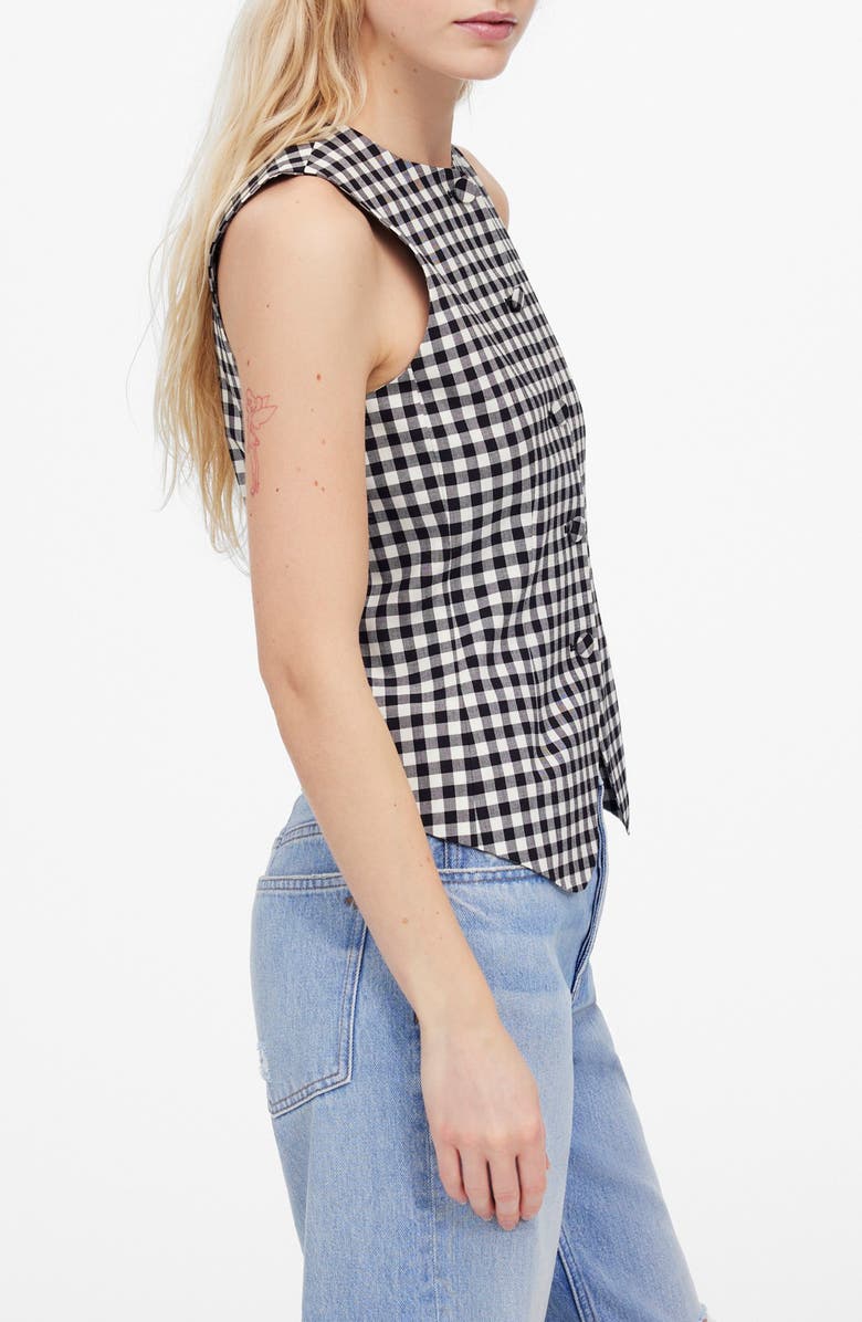 Madewell Single Breasted Scoop Neck Vest, Alternate, color, True Black