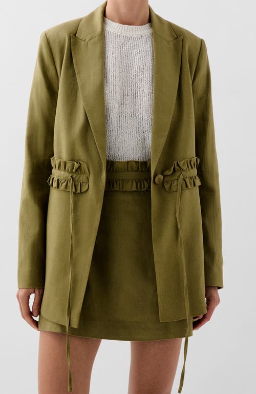Scalpers Ruffle Prep Blazer In Green