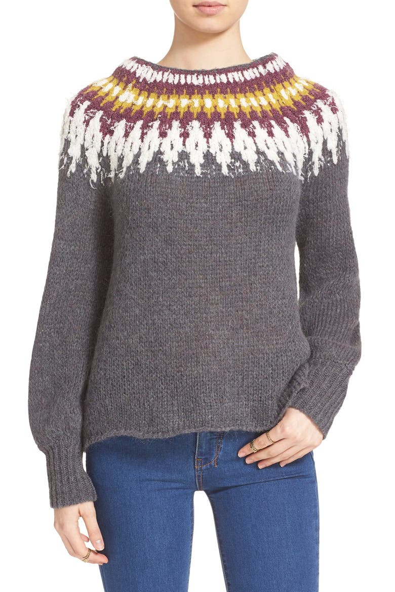 'Baltic Fairisle' Sweater, Main, color, GREY COMBO