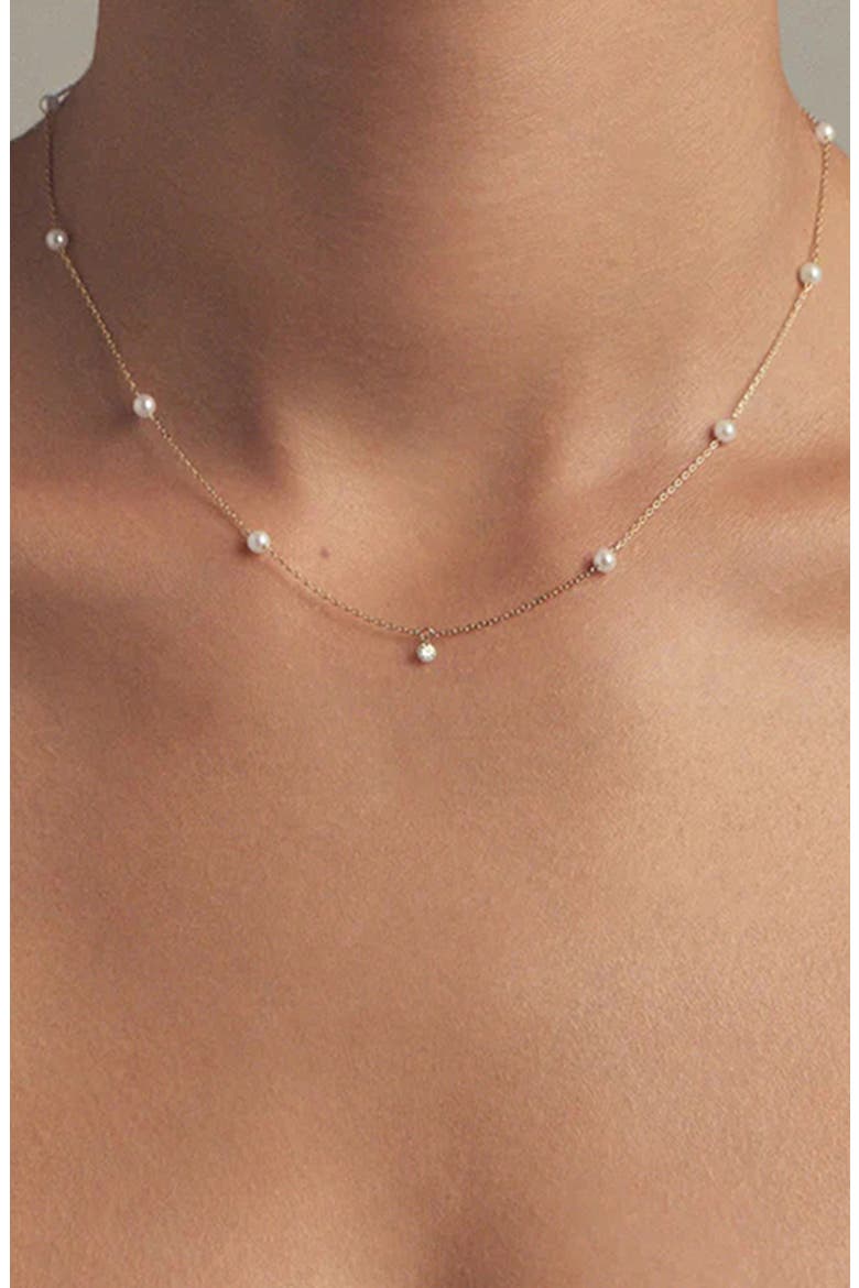 Dainty Imitation Pearl Necklace, Alternate, color, GOLD