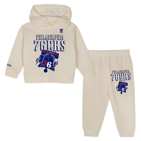 Toddler Mitchell & Ness  Cream Philadelphia 76ers Hang Time Oversized Pullover Hoodie & Pants Set