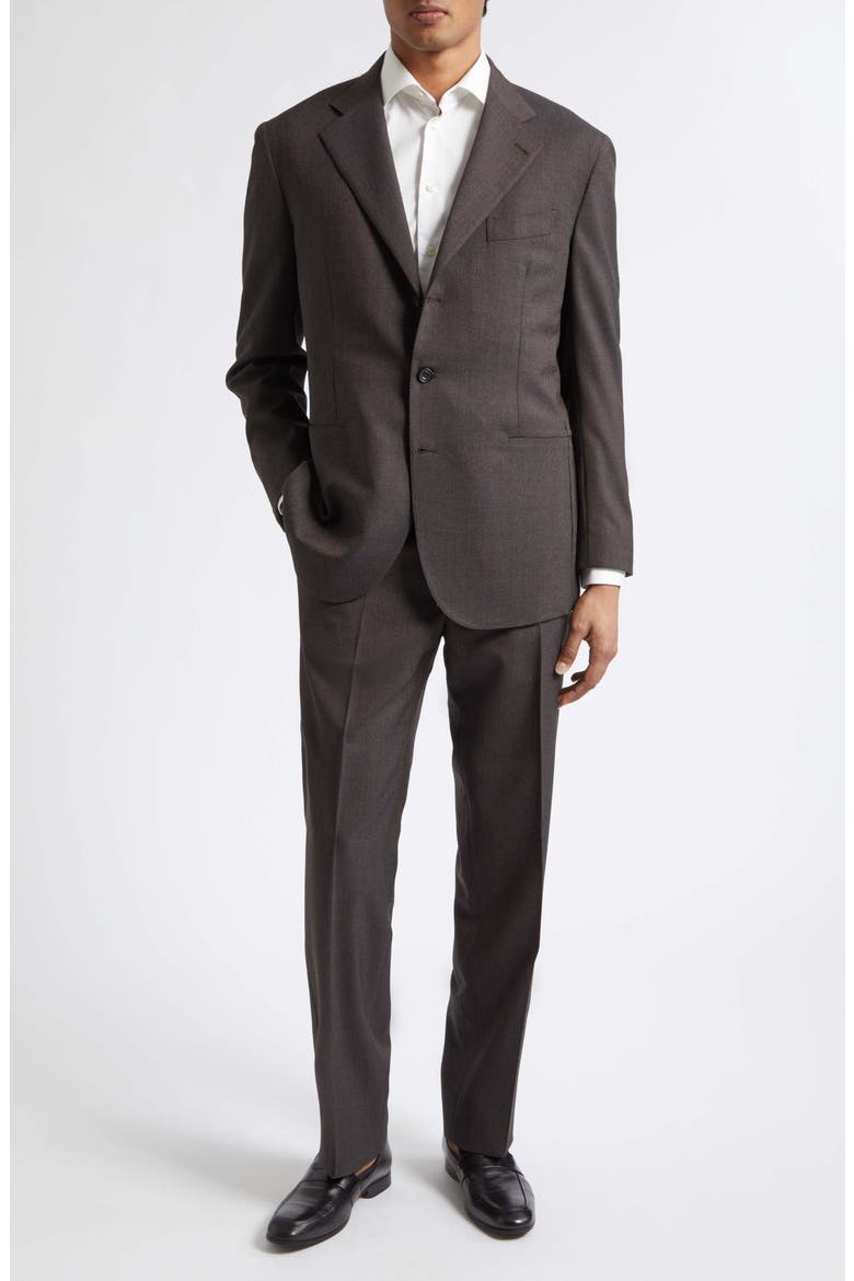 Waverly High Twist Wool Suit, Main, color, CHARCOAL-BROWN