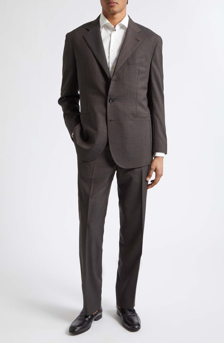 J. Mueser Waverly High Twist Wool Suit, Main, color, Charcoal-Brown
