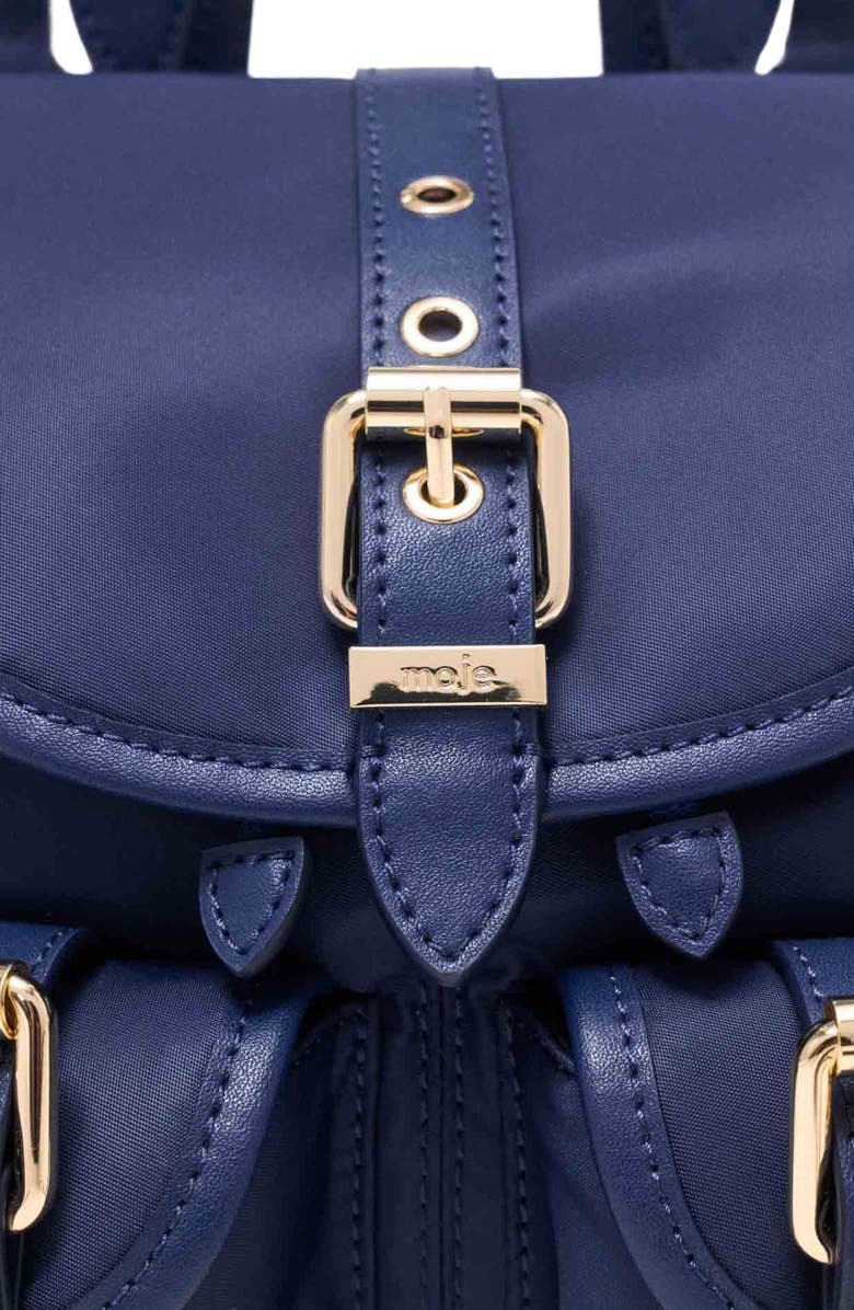 maje Mini leather and nylon backpack, Alternate, color, Marine Blue
