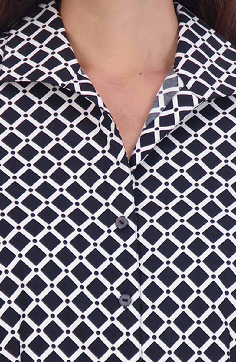 Foxcroft Katie Diamond Grid Print Cotton Button-Up Shirt, Alternate, color, 