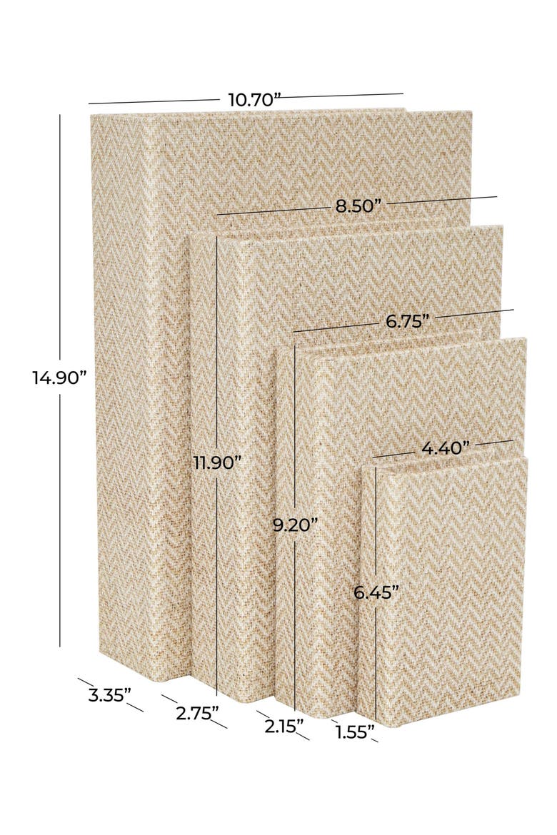 Set of 4 Faux Book Boxes, Alternate, color, CREAM
