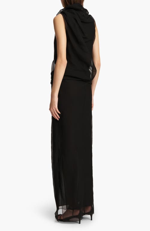 Khaite Long Silk Organza Dress In Black