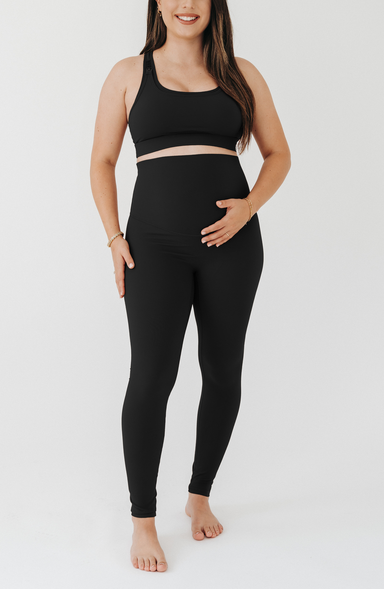 AXK Women's Athletic Maternity Legging with Scrunch Butt Design and Supportive Belly Band, Main, color, Black