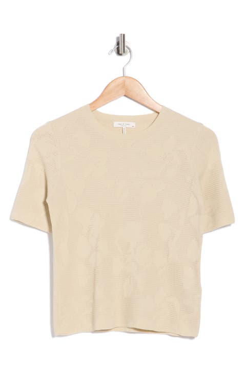 Pam Short Sleeve Cotton Jacquard Sweater