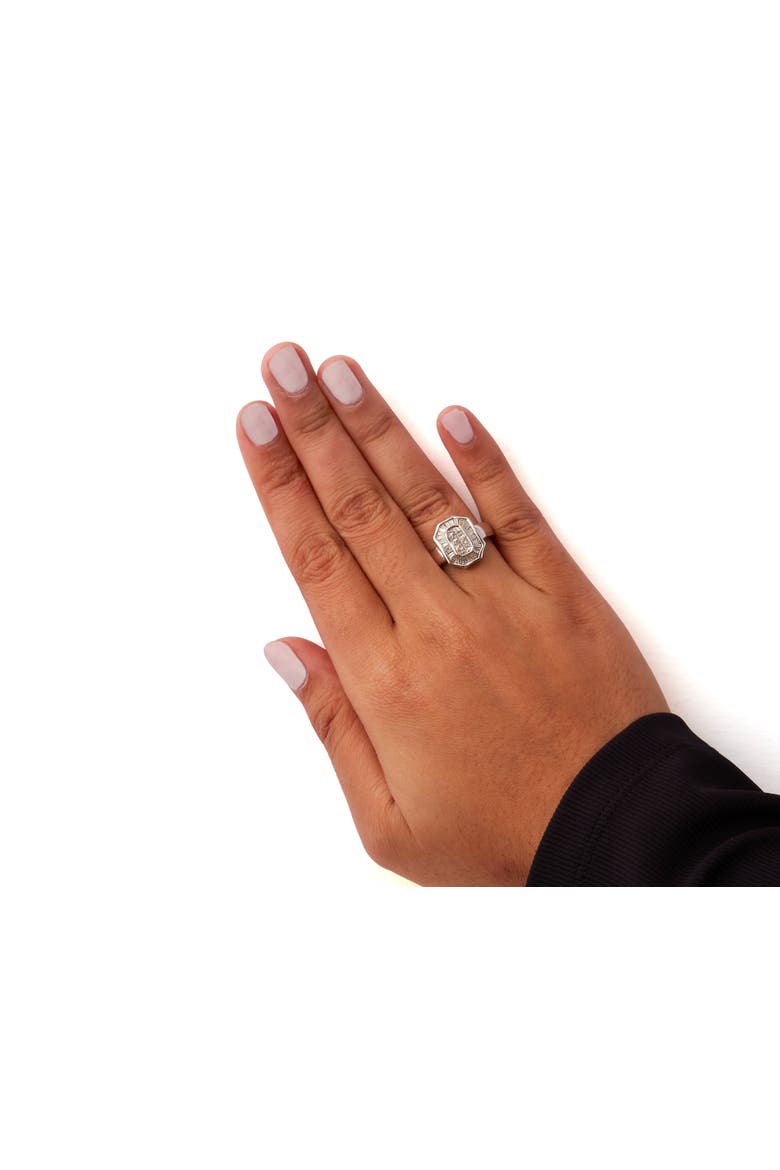 14K White Gold 1.00 Cttw Diamond Cocktail Art Deco Style Ring, Alternate, color, White