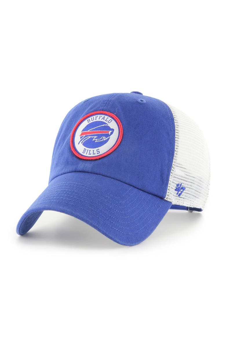 Men's '47 Royal/White Buffalo Bills Highline Clean Up Trucker Snapback Hat, Main, color, Royal