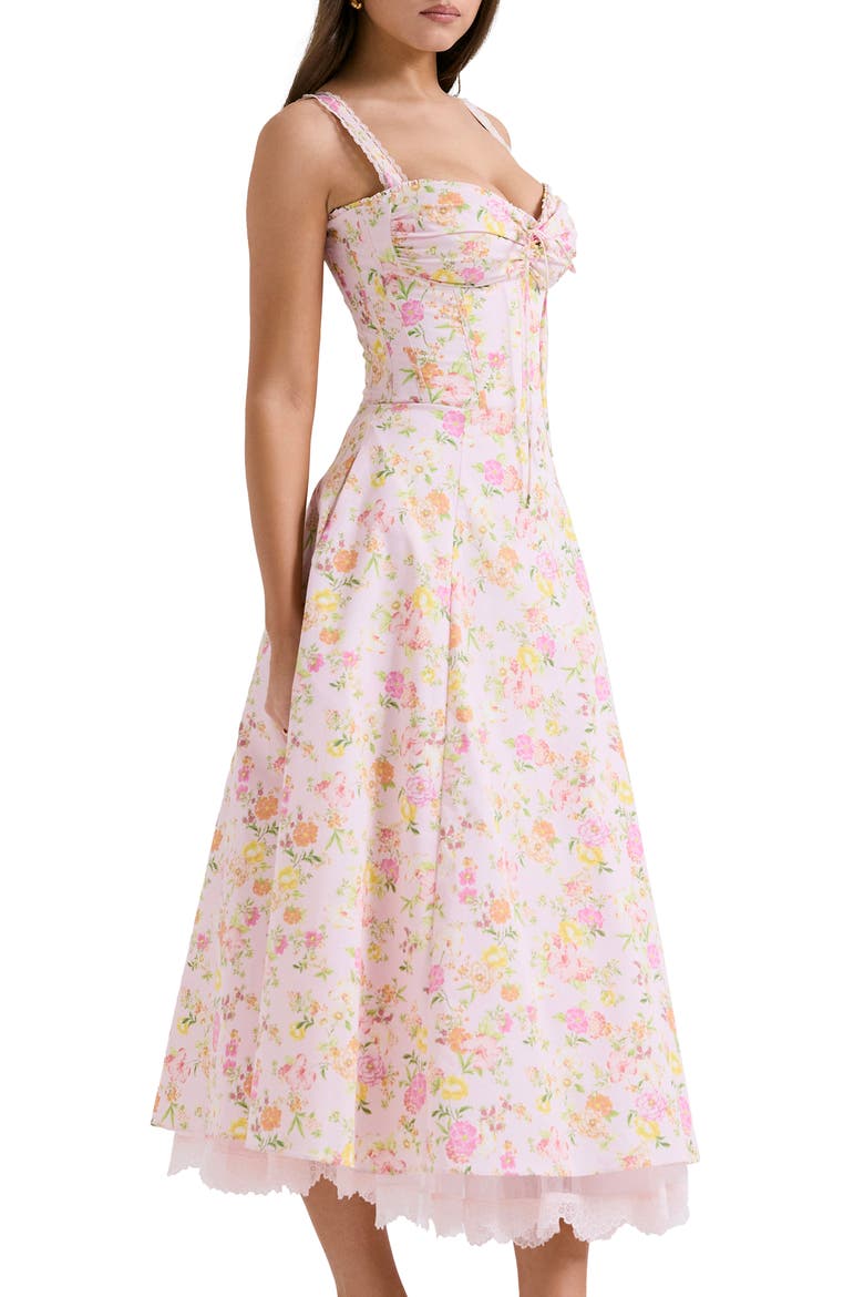 Rosalee Floral Stretch Cotton Petticoat Dress, Alternate, color, PINK FLORAL PRINT