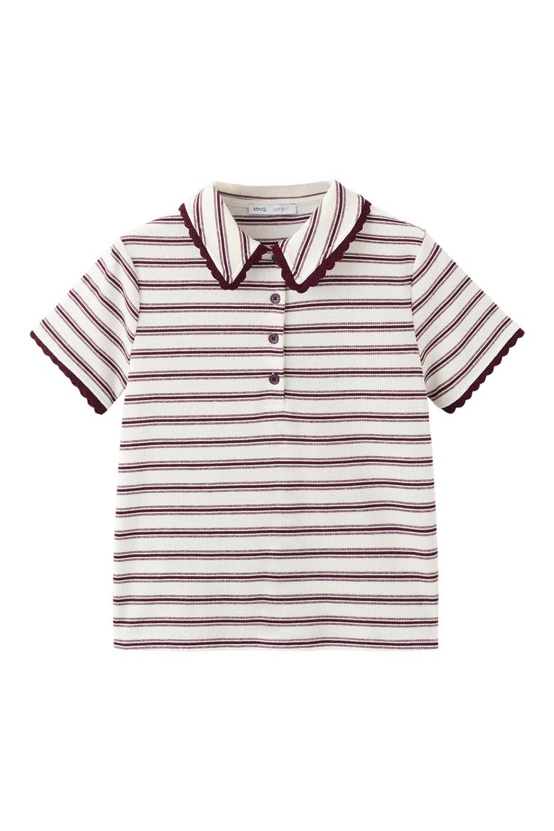 Stripe Scallop Collar Polo, Alternate, color, BURGUNDY