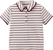 MANGO Stripe Scallop Collar Polo