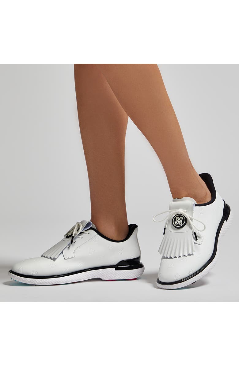 G/FORE Gallivan2R Debossed Heart G's Kiltie Golf Shoe, Alternate, color, Snow/ Onyx