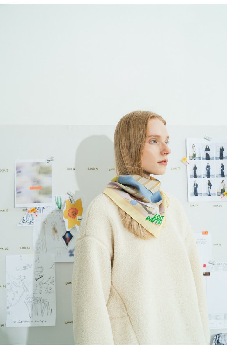 Lost Pattern "Seasons in the Park" Silk Scarf, Alternate, color, Yellow