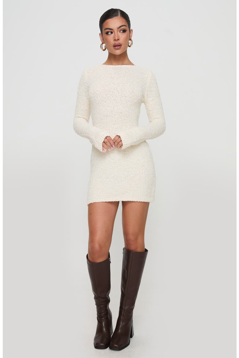 Cosy Up Bouclé Sheer Knit Minidress, Alternate, color, CREAM