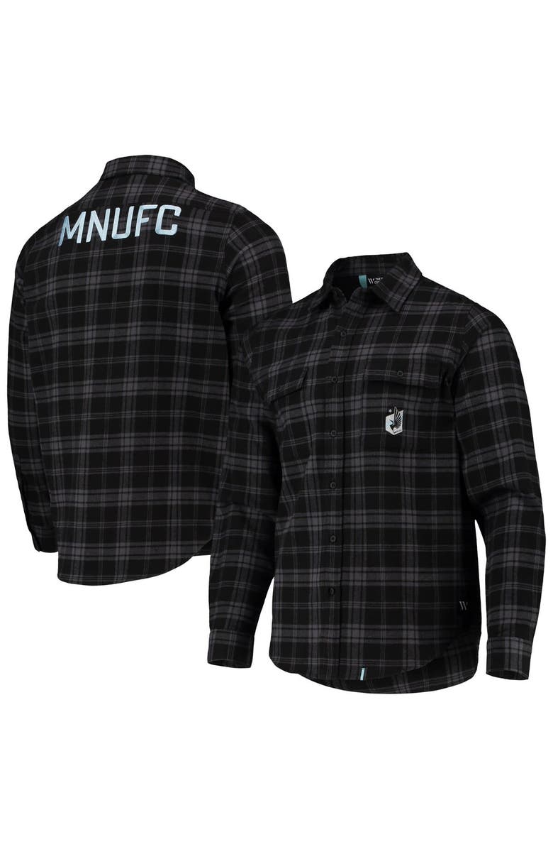 THE WILD COLLECTIVE Men's The Wild Collective Black Minnesota United FC Buffalo Check Button-Up Shirt, Main, color,