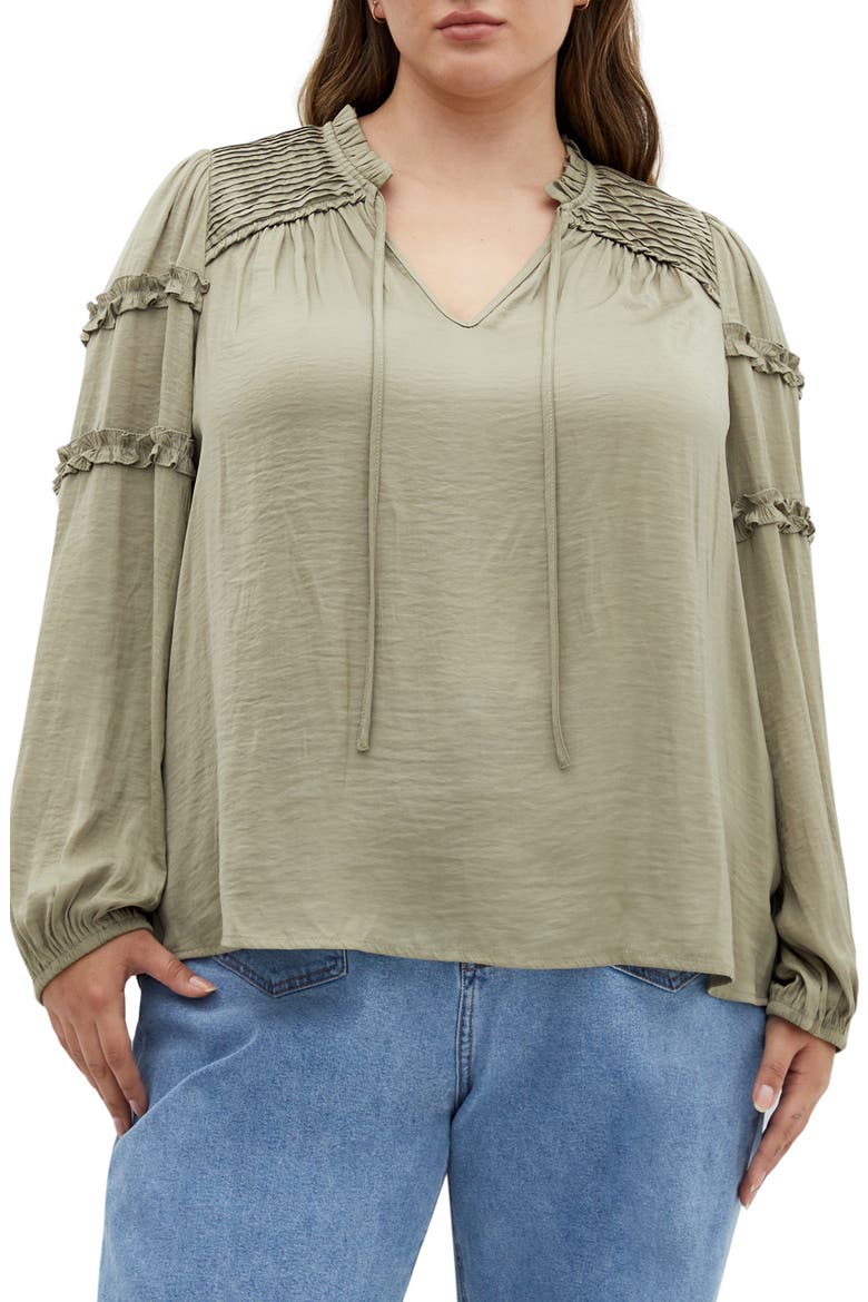 Drama Queen Ruffle Top, Main, color, SAGE