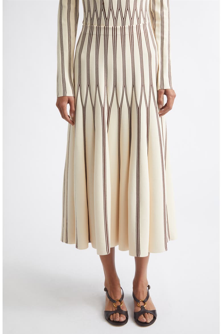 Rebellion Stripe Sweater Skirt, Main, color, CREAM/ CHOCOLATE
