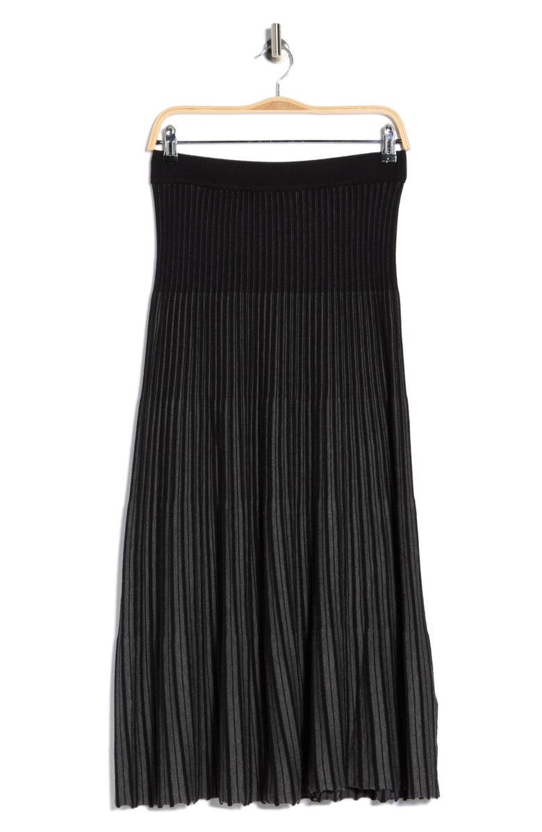 MAX STUDIO Pleated Sweater Midi Skirt, Alternate, color, Black/ Grey