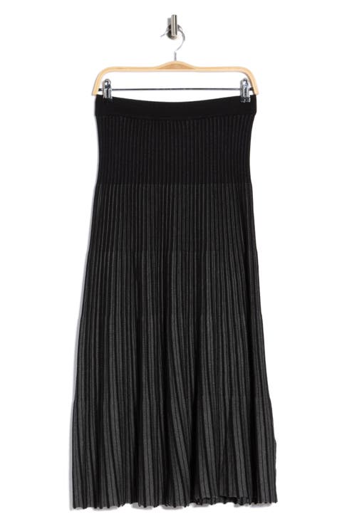 Pleated Sweater Midi Skirt