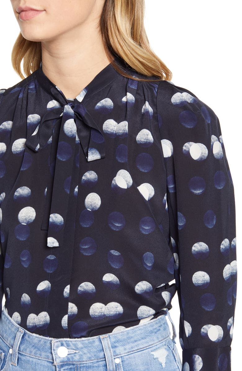 Zadig & Voltaire Touch Dots Tie Neck Silk Shirt, Alternate, color,